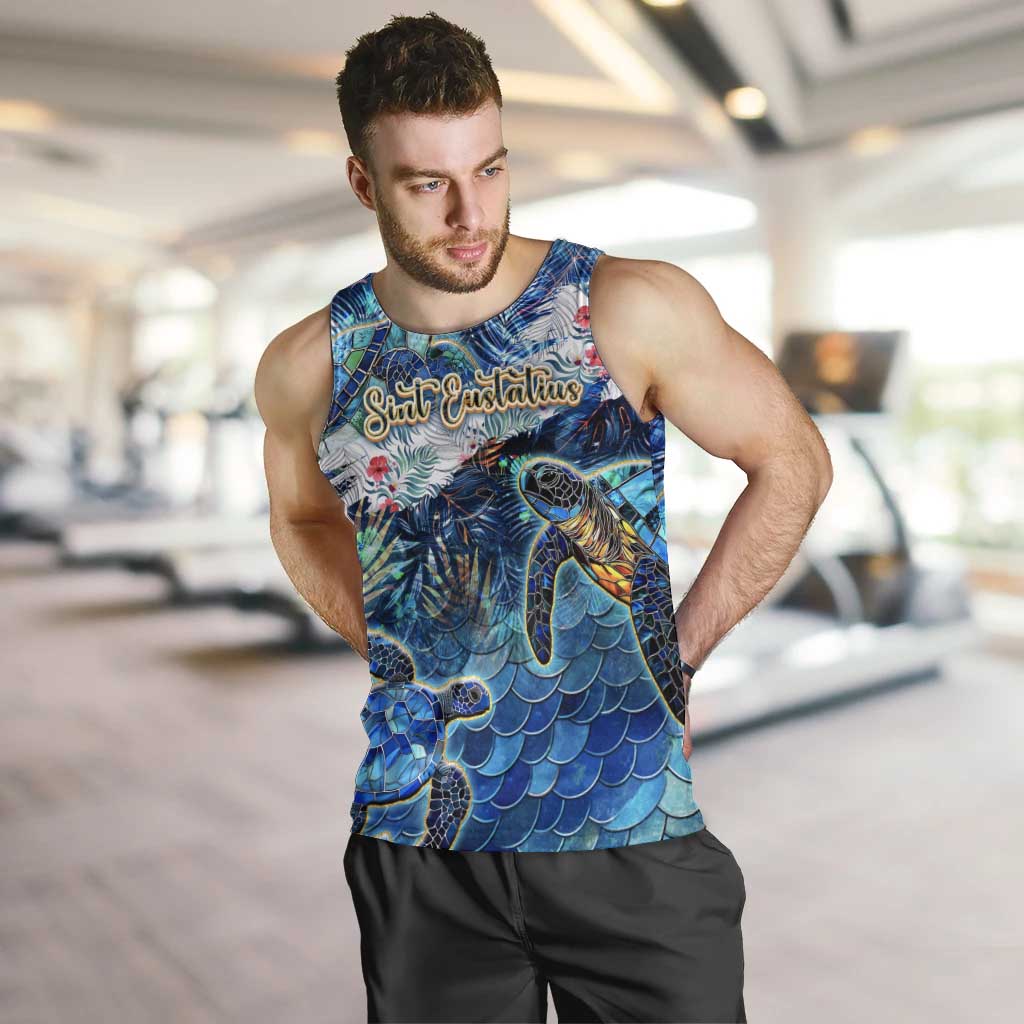 Sint Eustatius Men Tank Top Sea Turtle Tropical Pattern - Wonder Print Shop
