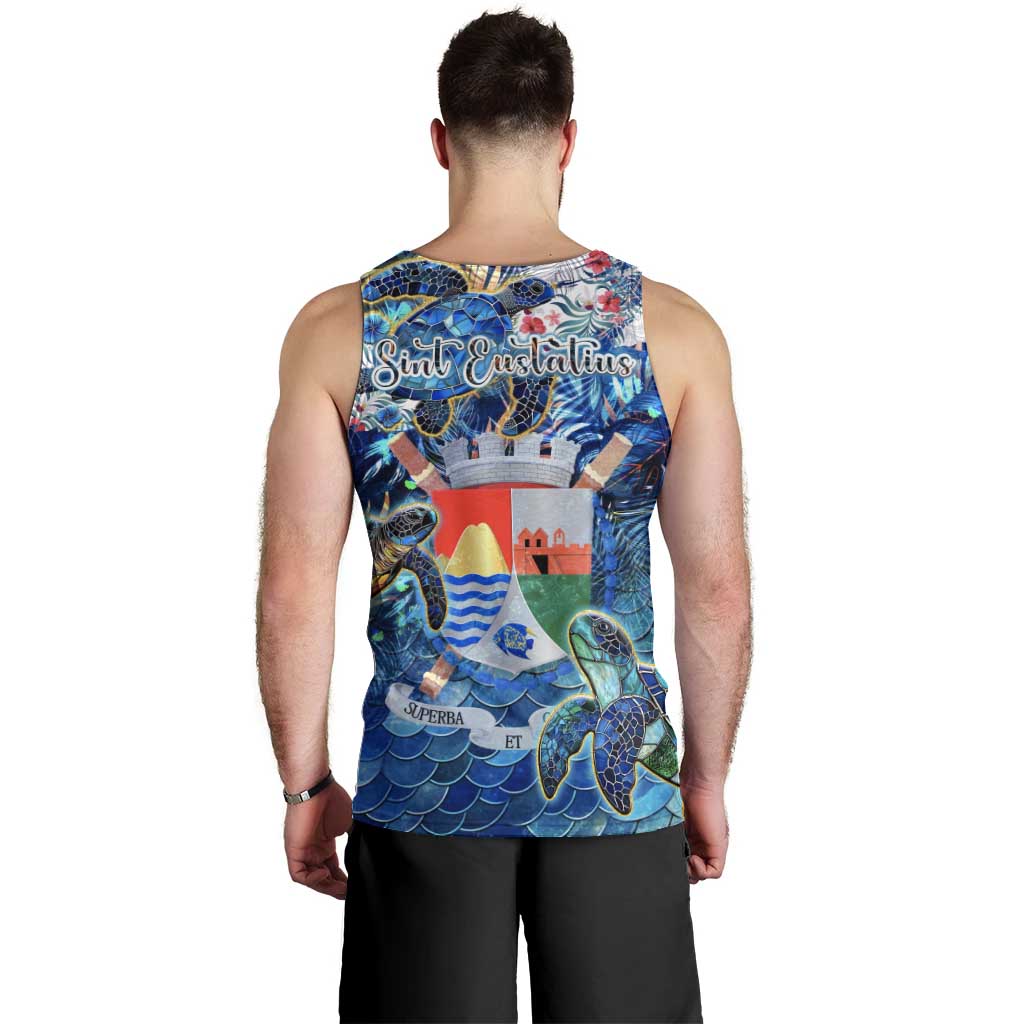 Sint Eustatius Men Tank Top Sea Turtle Tropical Pattern - Wonder Print Shop