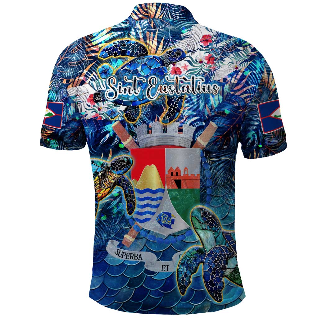 Sint Eustatius Polo Shirt Sea Turtle Tropical Pattern - Wonder Print Shop
