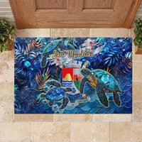 Sint Eustatius Rubber Doormat Sea Turtle Tropical Pattern - Wonder Print Shop