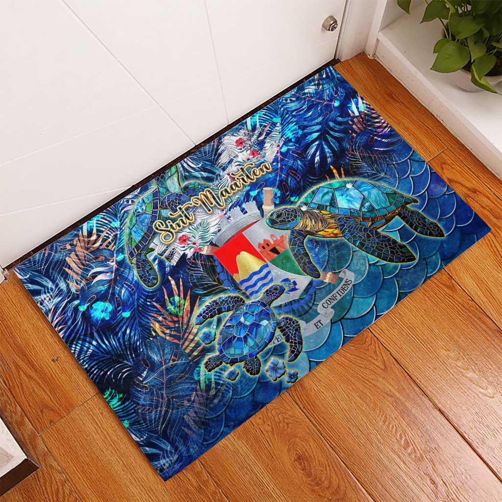 Sint Eustatius Rubber Doormat Sea Turtle Tropical Pattern - Wonder Print Shop