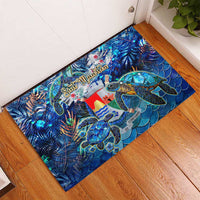 Sint Eustatius Rubber Doormat Sea Turtle Tropical Pattern - Wonder Print Shop