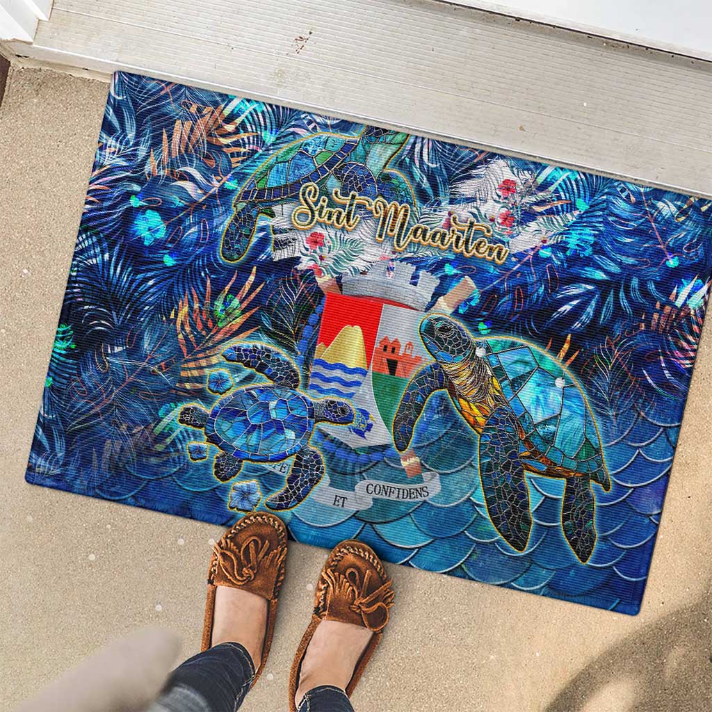 Sint Eustatius Rubber Doormat Sea Turtle Tropical Pattern - Wonder Print Shop