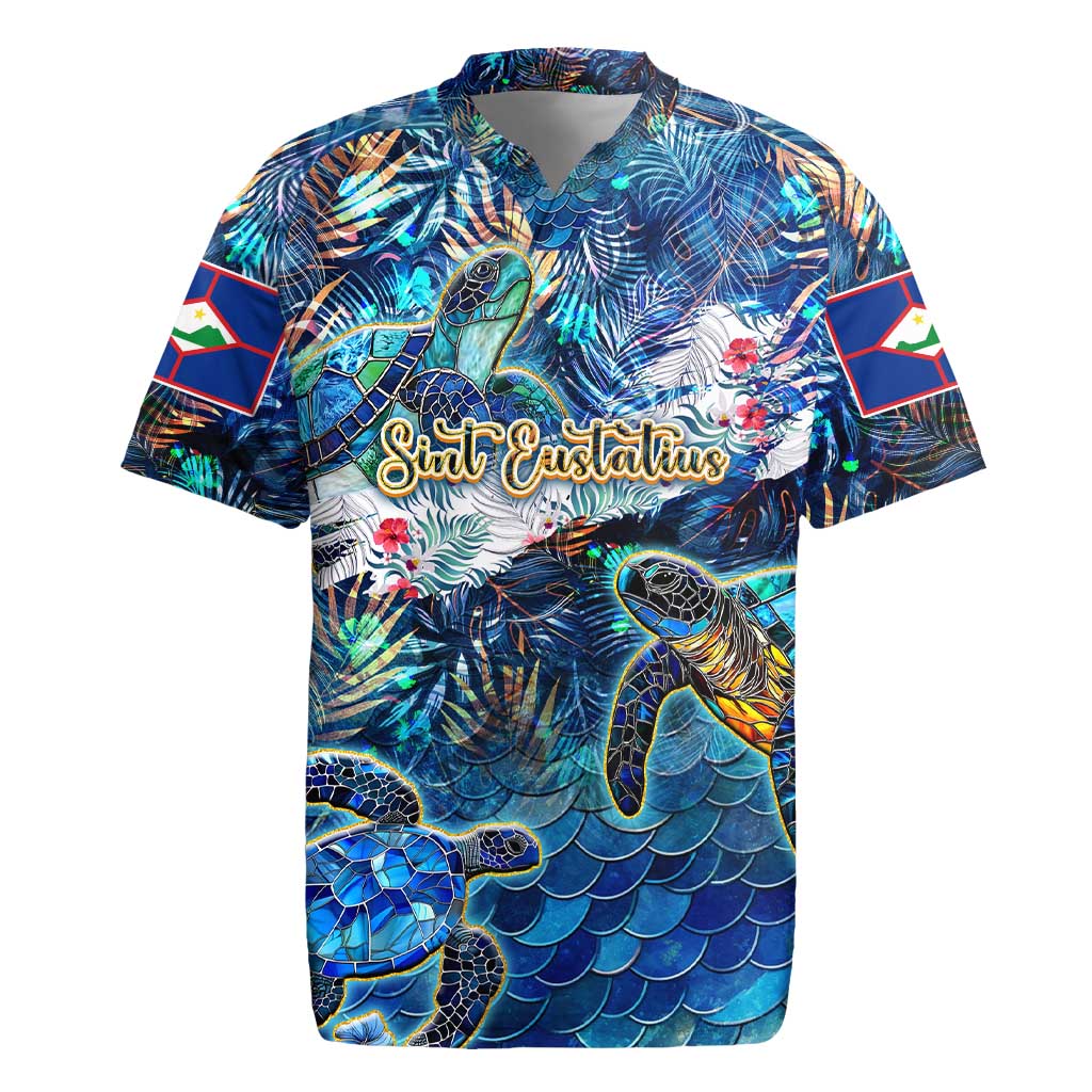 Sint Eustatius Rugby Jersey Sea Turtle Tropical Pattern - Wonder Print Shop