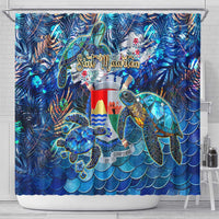 Sint Eustatius Shower Curtain Sea Turtle Tropical Pattern - Wonder Print Shop