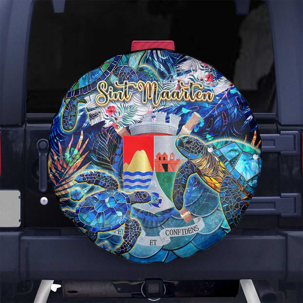 Sint Eustatius Spare Tire Cover Sea Turtle Tropical Pattern - Wonder Print Shop