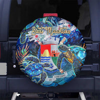 Sint Eustatius Spare Tire Cover Sea Turtle Tropical Pattern - Wonder Print Shop
