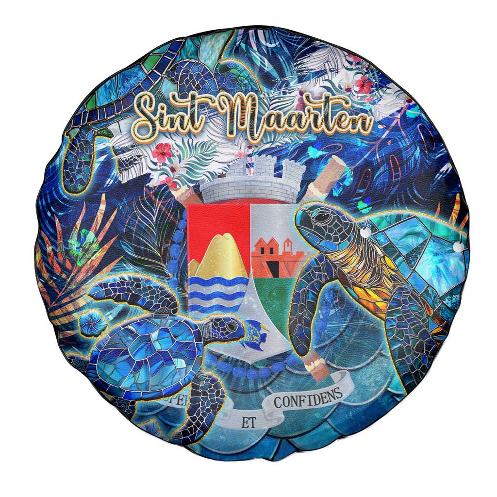 Sint Eustatius Spare Tire Cover Sea Turtle Tropical Pattern - Wonder Print Shop