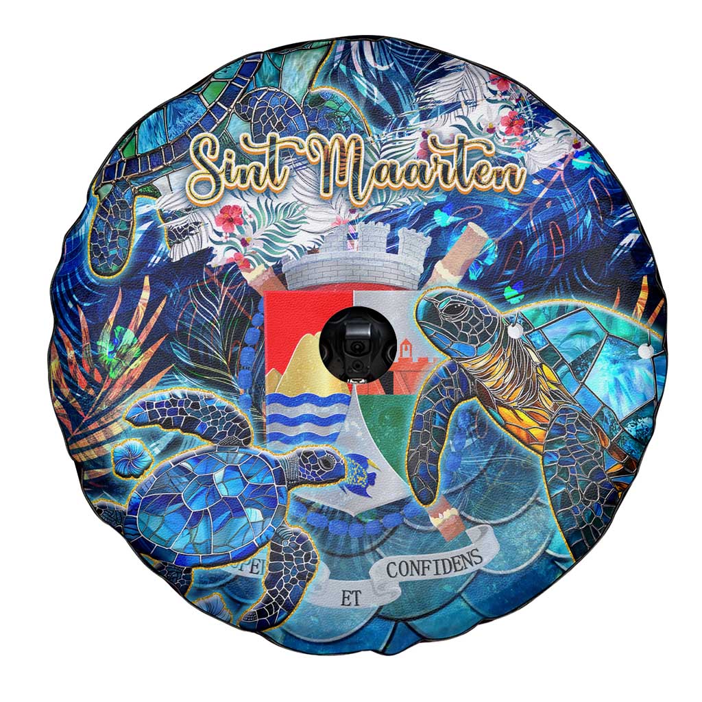 Sint Eustatius Spare Tire Cover Sea Turtle Tropical Pattern - Wonder Print Shop