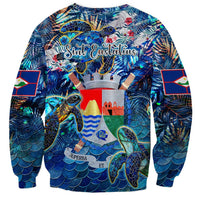 Sint Eustatius Sweatshirt Sea Turtle Tropical Pattern - Wonder Print Shop