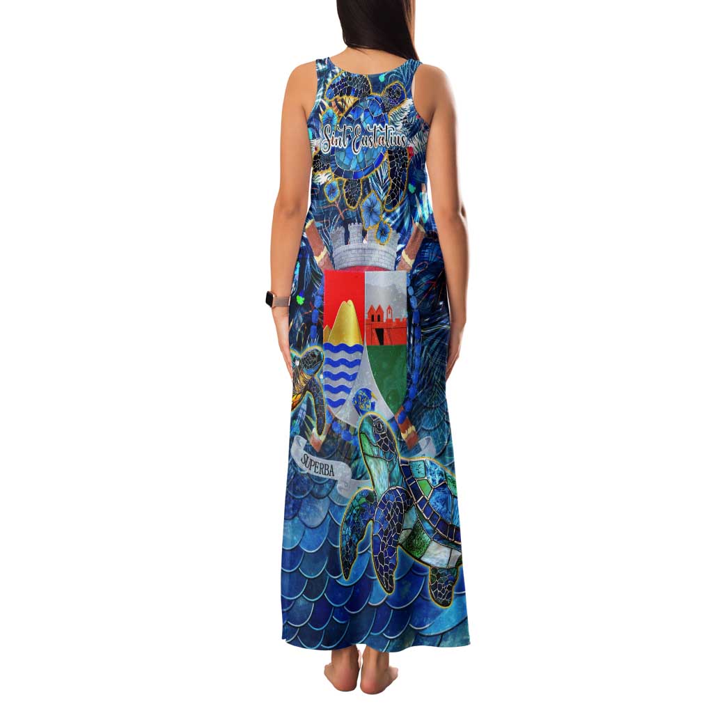 Sint Eustatius Tank Maxi Dress Sea Turtle Tropical Pattern - Wonder Print Shop