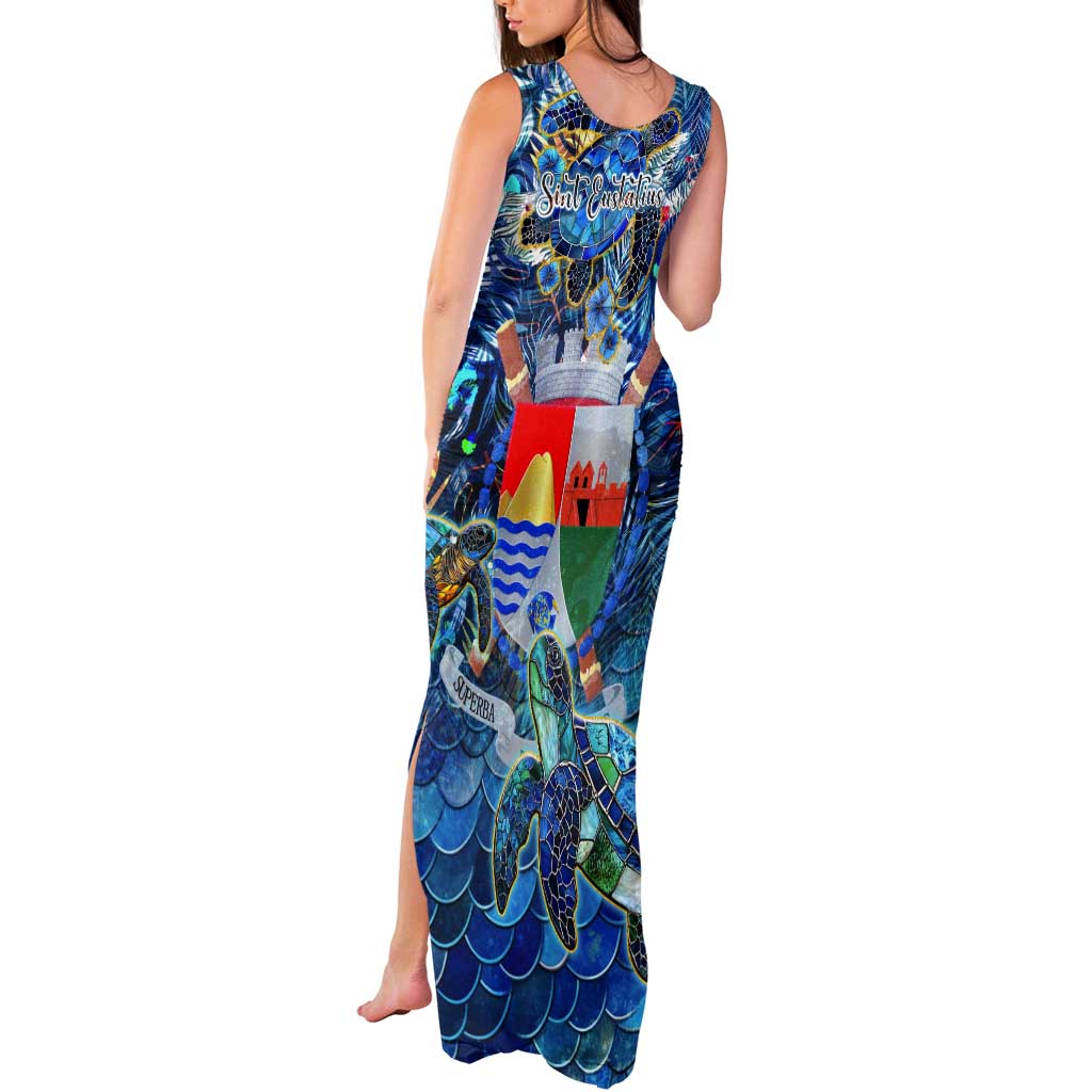 Sint Eustatius Tank Maxi Dress Sea Turtle Tropical Pattern - Wonder Print Shop