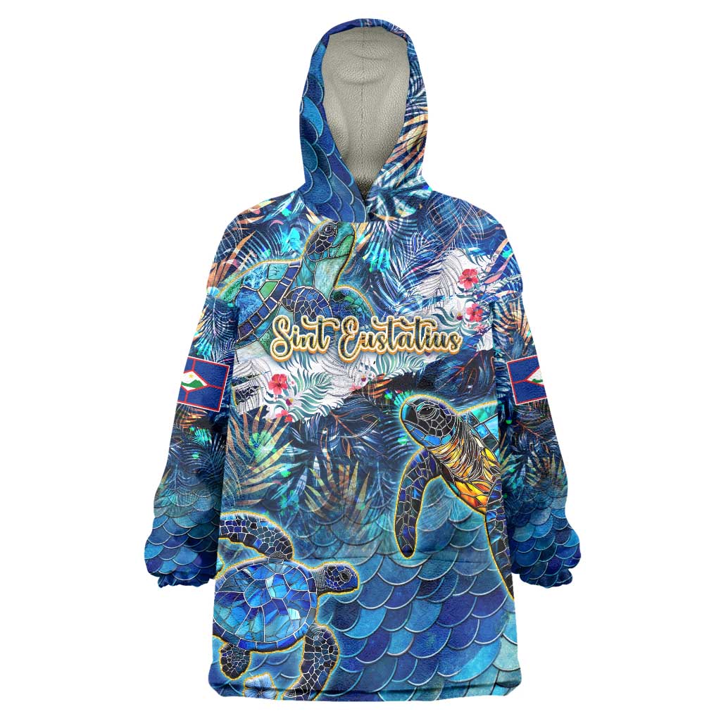Sint Eustatius Wearable Blanket Hoodie Sea Turtle Tropical Pattern - Wonder Print Shop