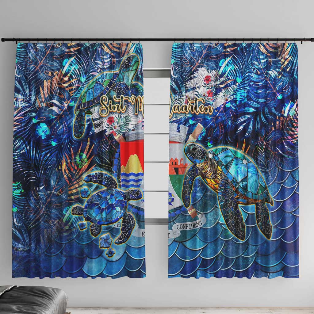 Sint Eustatius Window Curtain Sea Turtle Tropical Pattern - Wonder Print Shop