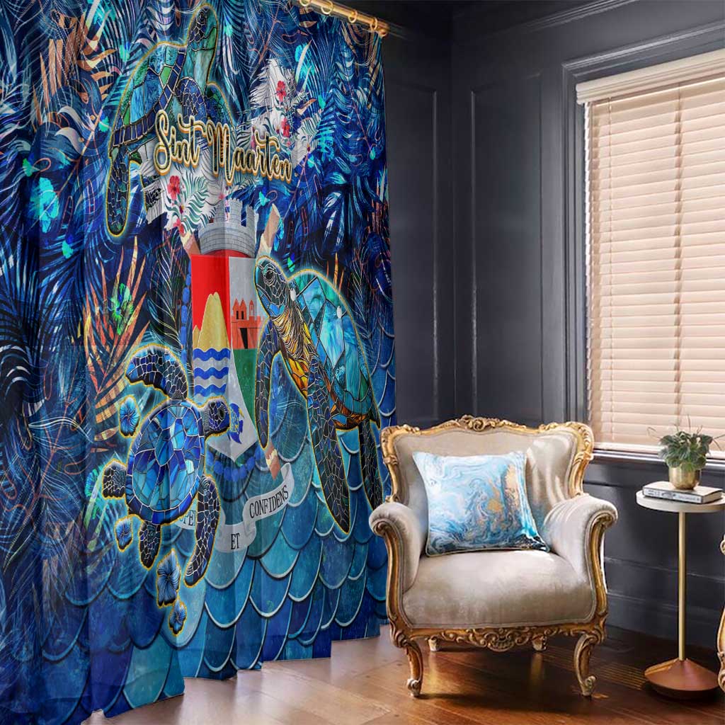 Sint Eustatius Window Curtain Sea Turtle Tropical Pattern - Wonder Print Shop