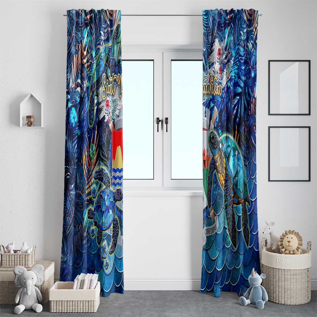 Sint Eustatius Window Curtain Sea Turtle Tropical Pattern - Wonder Print Shop