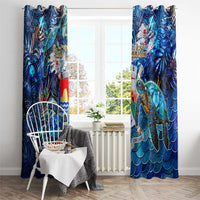 Sint Eustatius Window Curtain Sea Turtle Tropical Pattern - Wonder Print Shop
