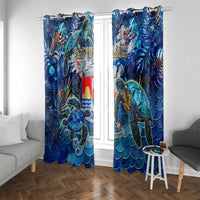 Sint Eustatius Window Curtain Sea Turtle Tropical Pattern - Wonder Print Shop