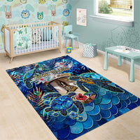 Saint Martin Area Rug Sea Turtle Tropical Pattern