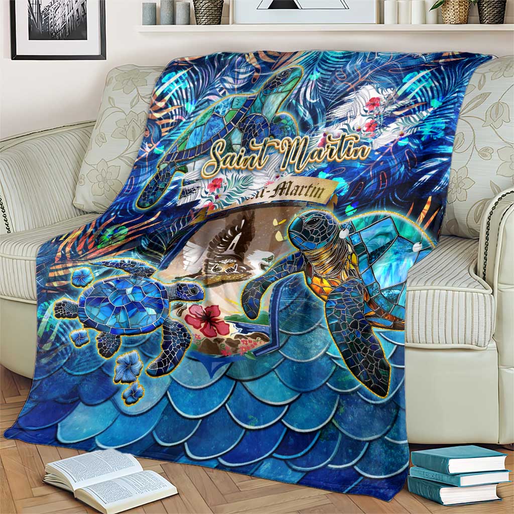 Saint Martin Blanket Sea Turtle Tropical Pattern