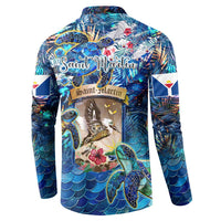 Saint Martin Button Sweatshirt Sea Turtle Tropical Pattern