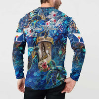 Saint Martin Button Sweatshirt Sea Turtle Tropical Pattern