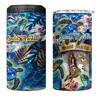 Saint Martin 4 in 1 Can Cooler Tumbler Sea Turtle Tropical Pattern