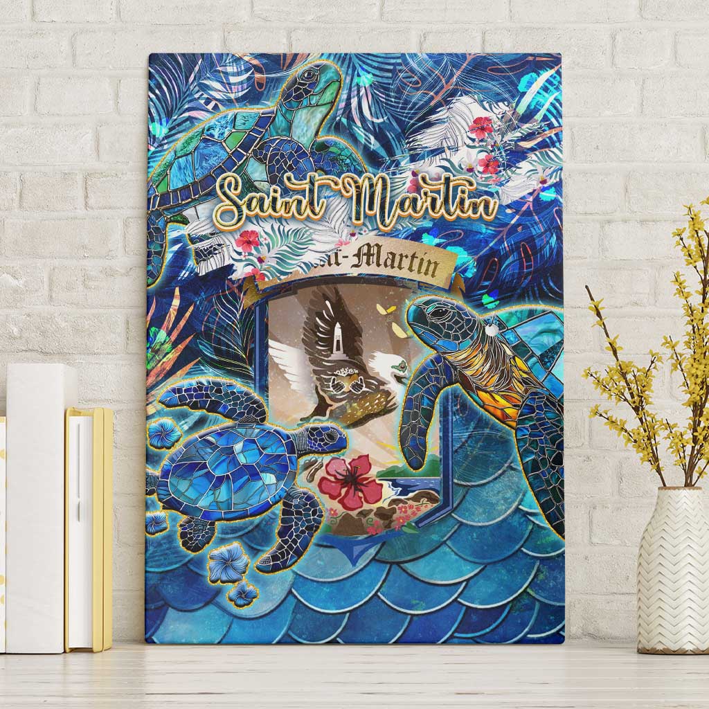Saint Martin Canvas Wall Art Sea Turtle Tropical Pattern