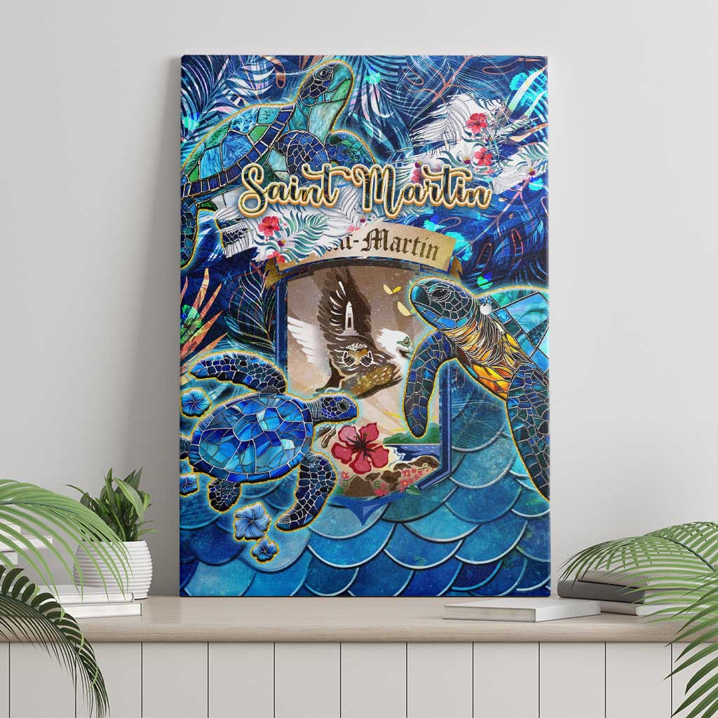 Saint Martin Canvas Wall Art Sea Turtle Tropical Pattern