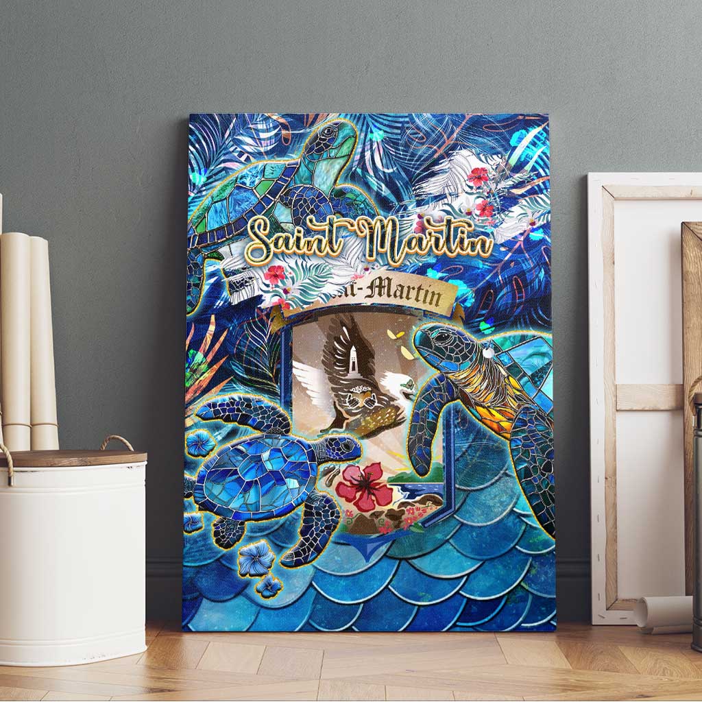 Saint Martin Canvas Wall Art Sea Turtle Tropical Pattern