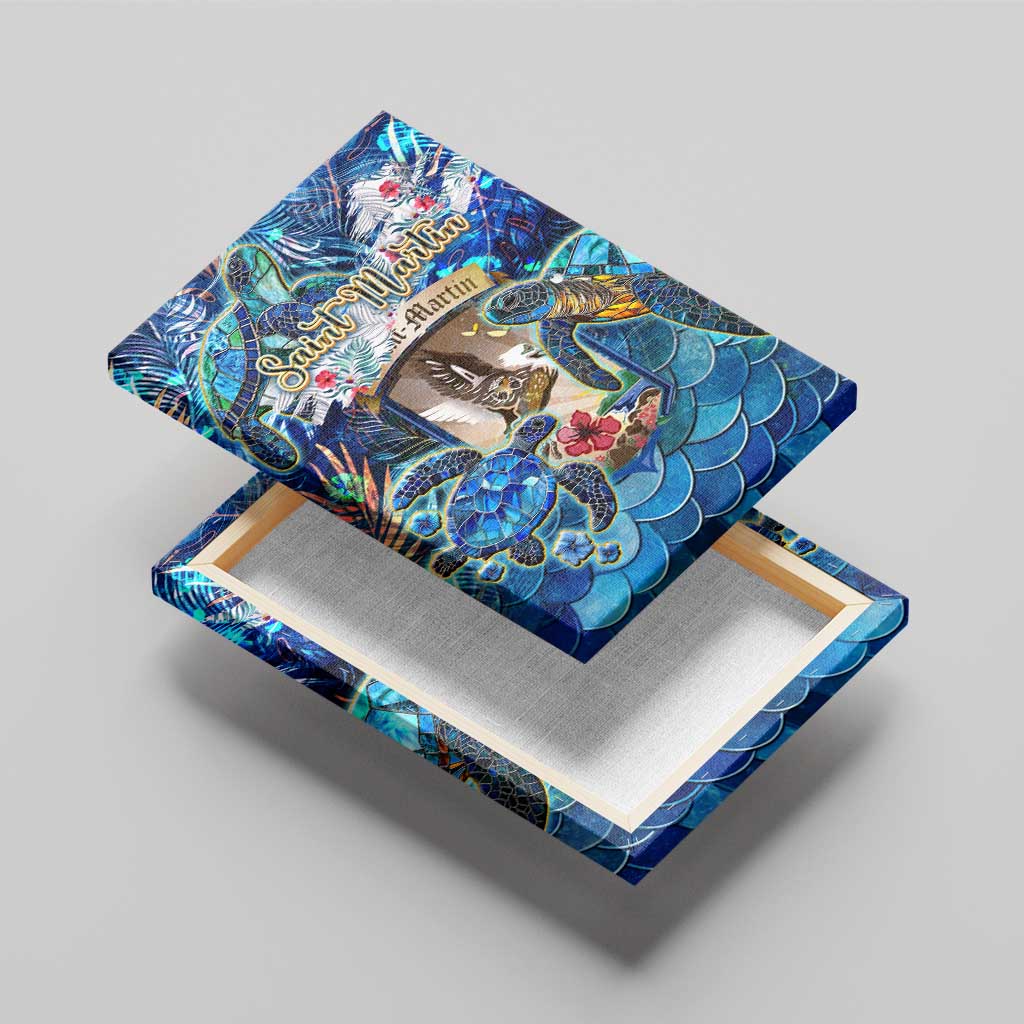 Saint Martin Canvas Wall Art Sea Turtle Tropical Pattern