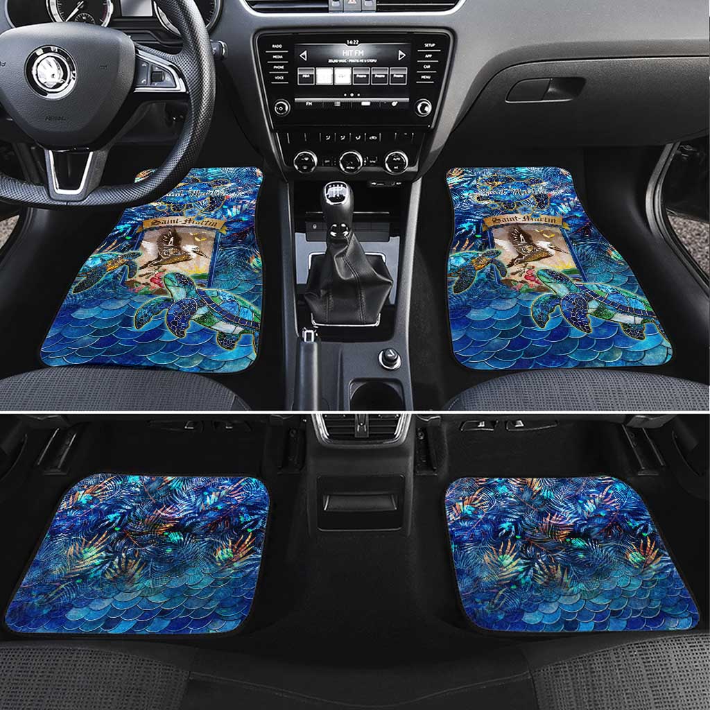 Saint Martin Car Mats Sea Turtle Tropical Pattern