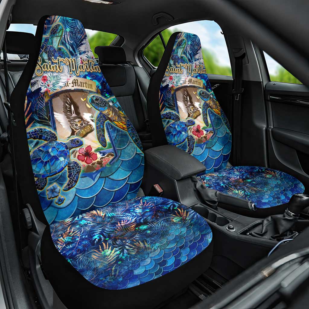 Saint Martin Car Seat Cover Sea Turtle Tropical Pattern