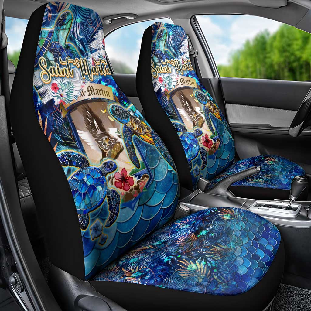 Saint Martin Car Seat Cover Sea Turtle Tropical Pattern