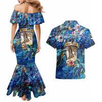 Saint Martin Couples Matching Mermaid Dress and Hawaiian Shirt Sea Turtle Tropical Pattern