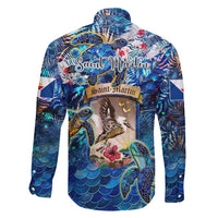 Saint Martin Family Matching Long Sleeve Bodycon Dress and Hawaiian Shirt Sea Turtle Tropical Pattern