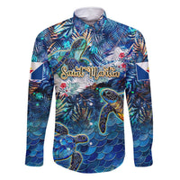 Saint Martin Family Matching Mermaid Dress and Hawaiian Shirt Sea Turtle Tropical Pattern