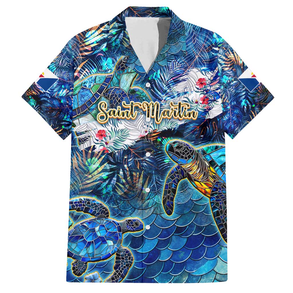 Saint Martin Family Matching Puletasi and Hawaiian Shirt Sea Turtle Tropical Pattern