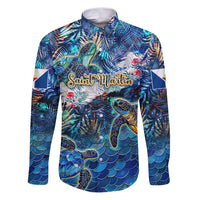 Saint Martin Family Matching Puletasi and Hawaiian Shirt Sea Turtle Tropical Pattern