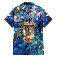 Saint Martin Family Matching Short Sleeve Bodycon Dress and Hawaiian Shirt Sea Turtle Tropical Pattern - Wonder Print Shop