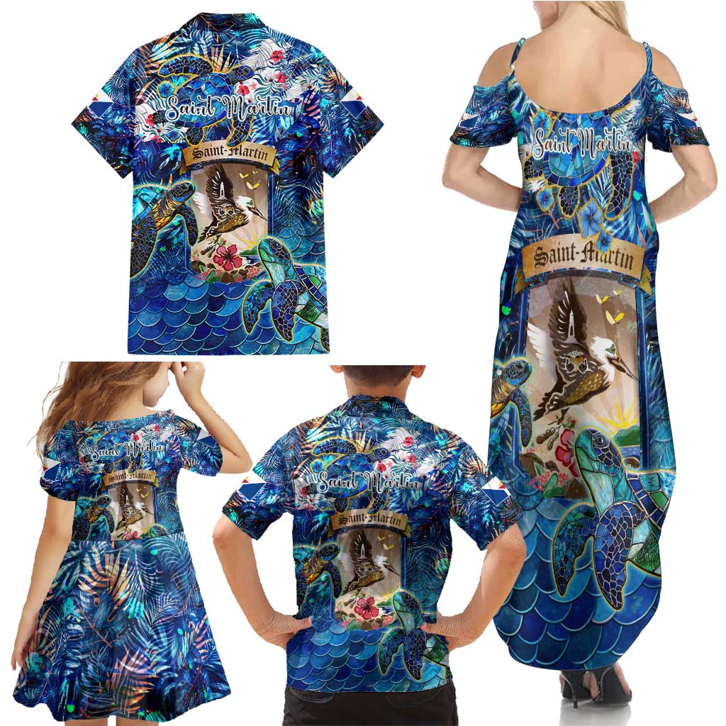 Saint Martin Family Matching Summer Maxi Dress and Hawaiian Shirt Sea Turtle Tropical Pattern - Wonder Print Shop