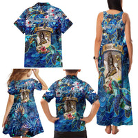 Saint Martin Family Matching Tank Maxi Dress and Hawaiian Shirt Sea Turtle Tropical Pattern - Wonder Print Shop
