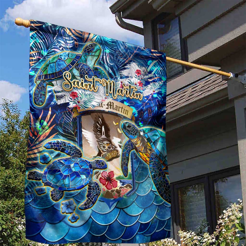 Saint Martin Garden Flag Sea Turtle Tropical Pattern - Wonder Print Shop