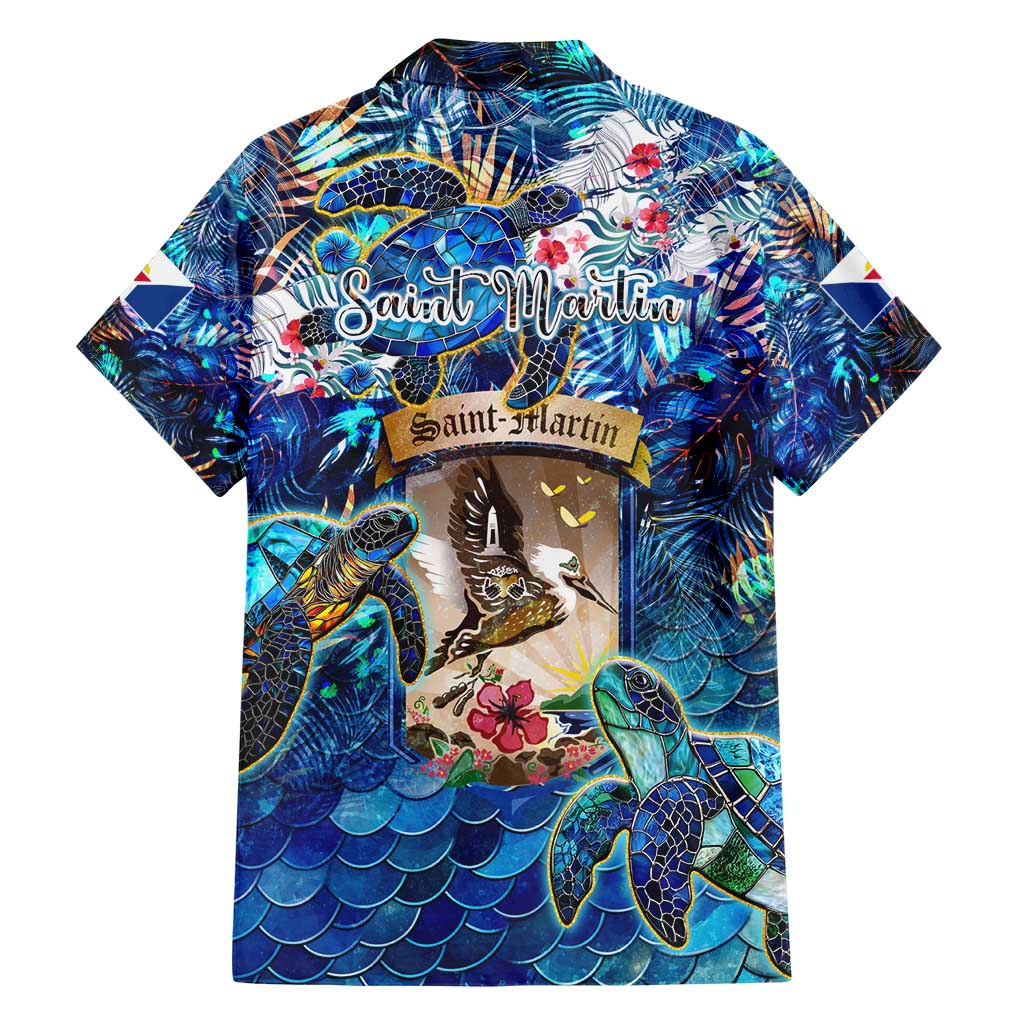 Saint Martin Hawaiian Shirt Sea Turtle Tropical Pattern - Wonder Print Shop