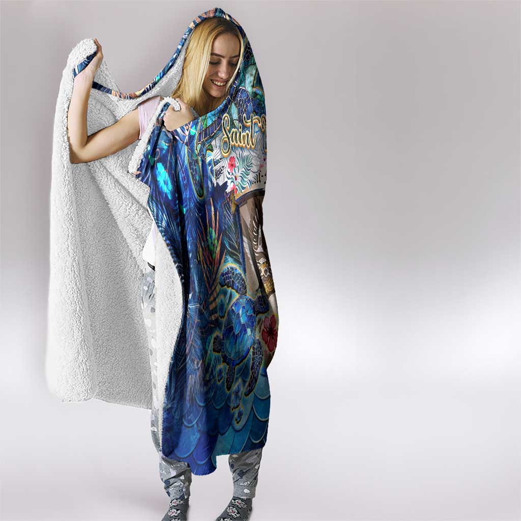 Saint Martin Hooded Blanket Sea Turtle Tropical Pattern - Wonder Print Shop