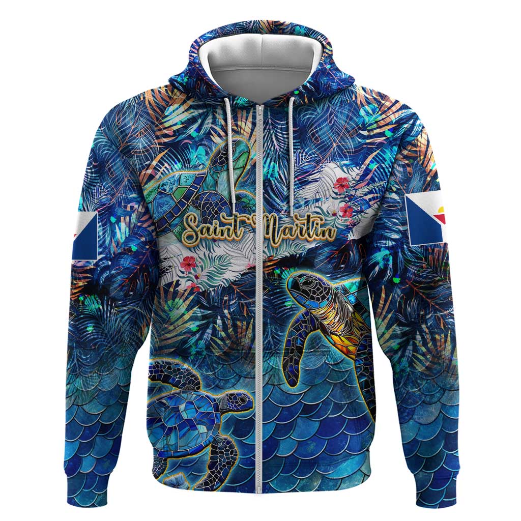 Saint Martin Hoodie Sea Turtle Tropical Pattern - Wonder Print Shop