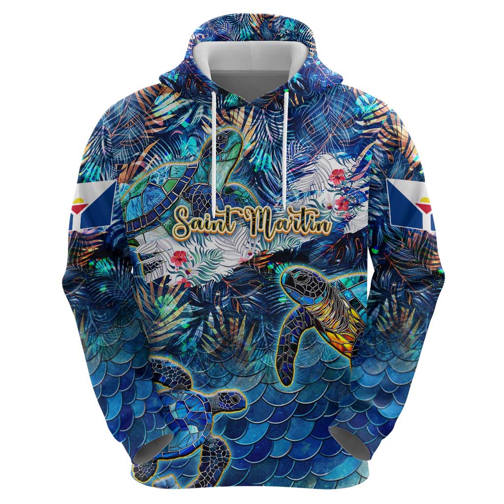Saint Martin Hoodie Sea Turtle Tropical Pattern - Wonder Print Shop
