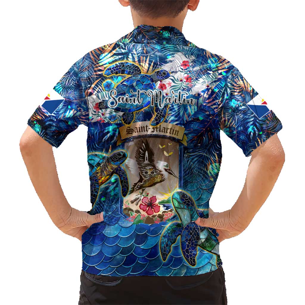 Saint Martin Kid Hawaiian Shirt Sea Turtle Tropical Pattern - Wonder Print Shop