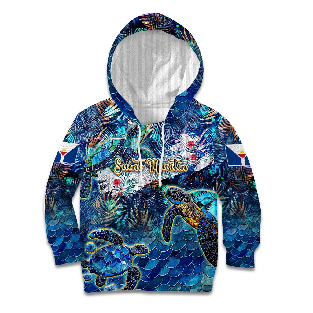 Saint Martin Kid Hoodie Sea Turtle Tropical Pattern - Wonder Print Shop