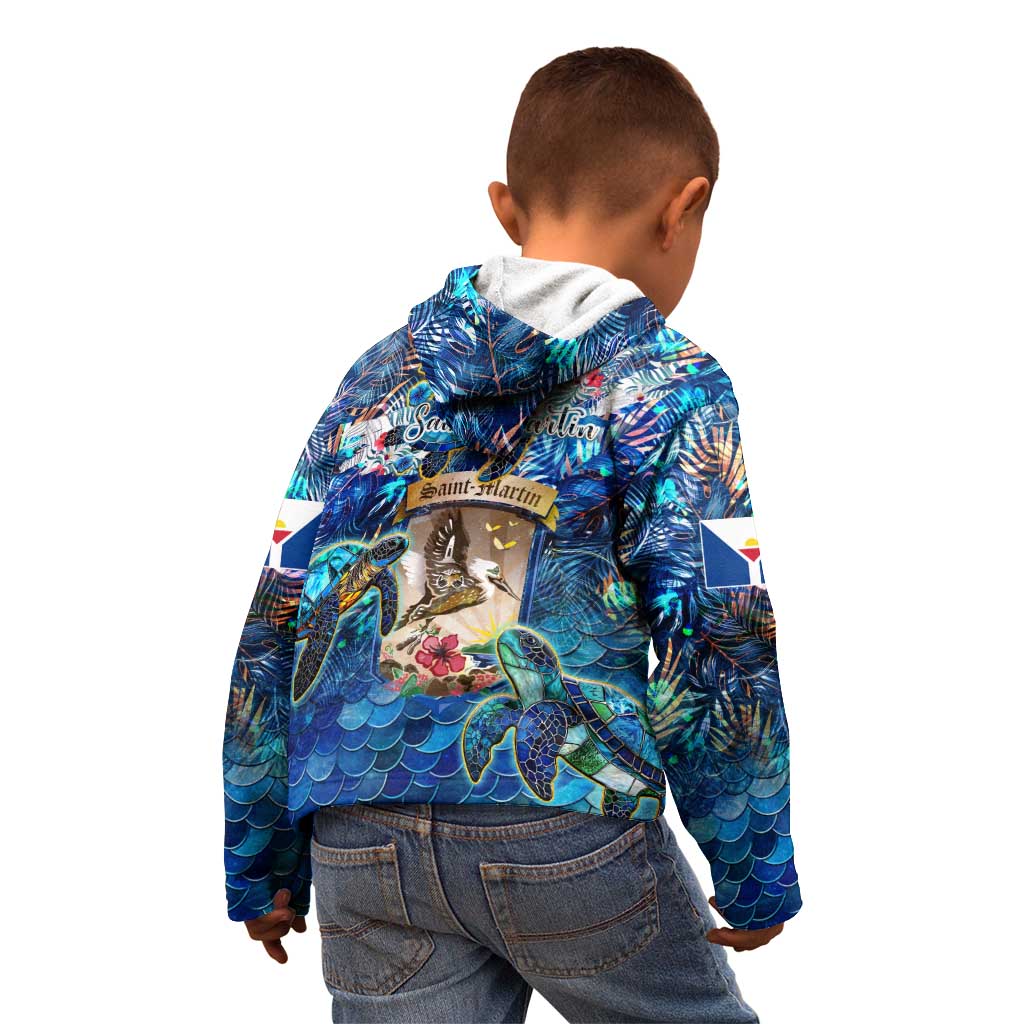 Saint Martin Kid Hoodie Sea Turtle Tropical Pattern - Wonder Print Shop